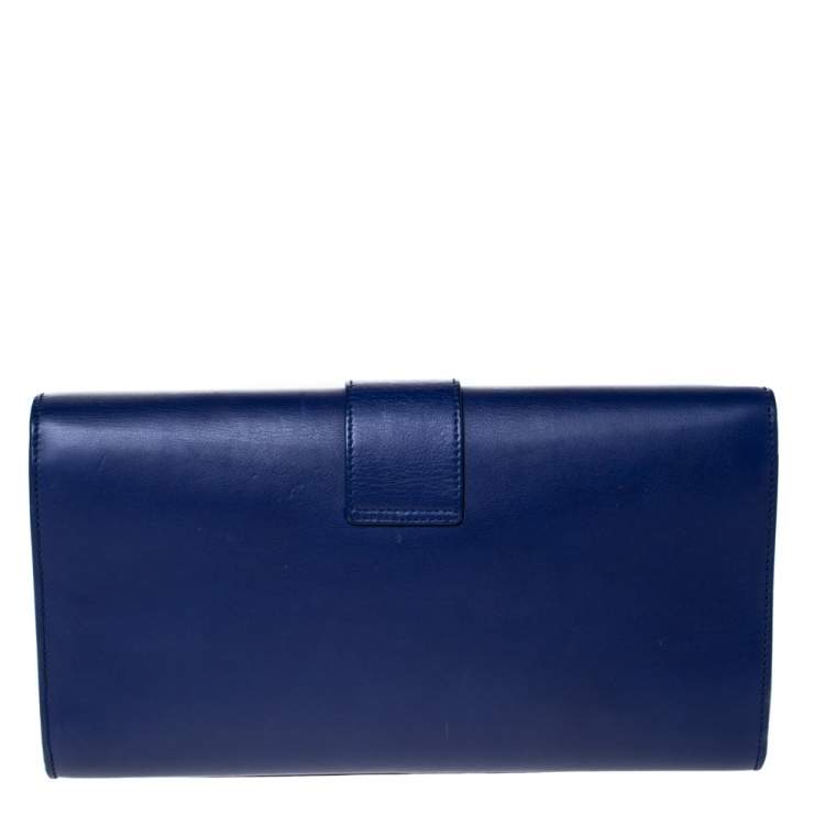 Pre Owned Saint Laurent Paris Blue Leather Y-Ligne Clutch