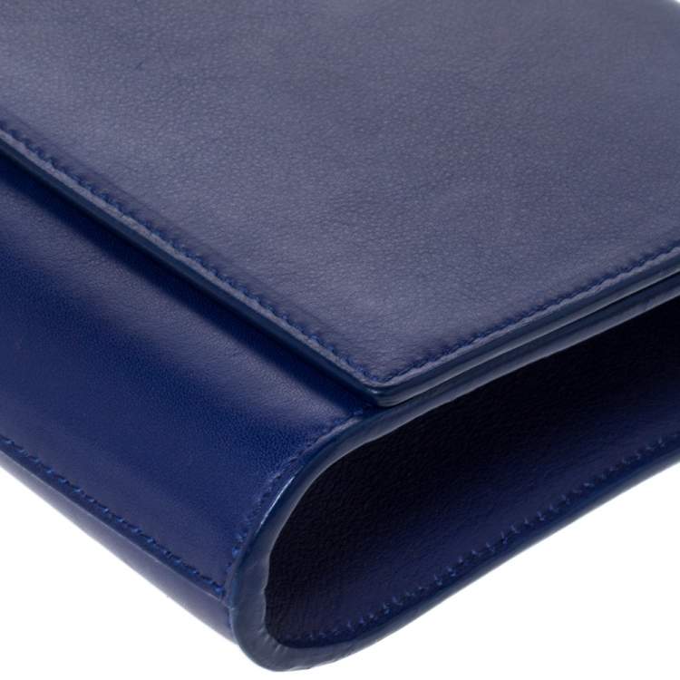 Pre Owned Saint Laurent Paris Blue Leather Y-Ligne Clutch