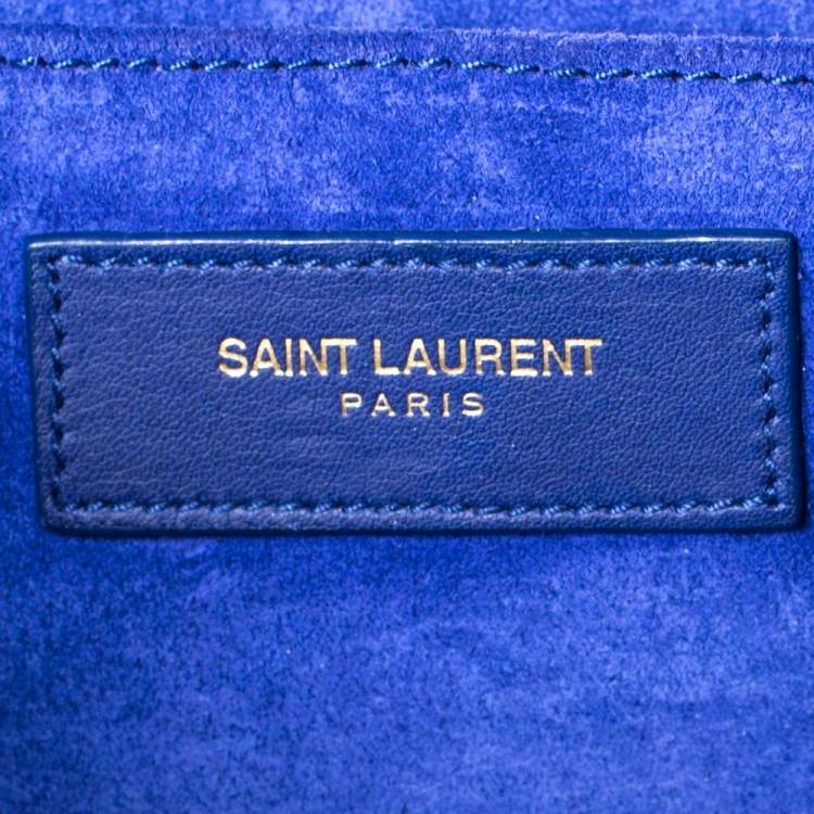 Pre Owned Saint Laurent Paris Blue Leather Y-Ligne Clutch