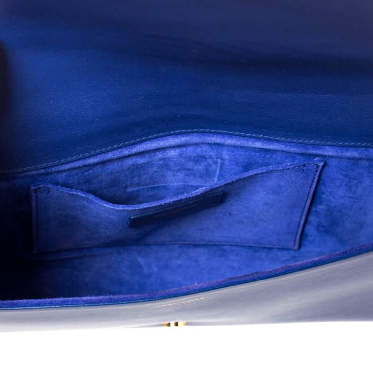 Pre Owned Saint Laurent Paris Blue Leather Y-Ligne Clutch