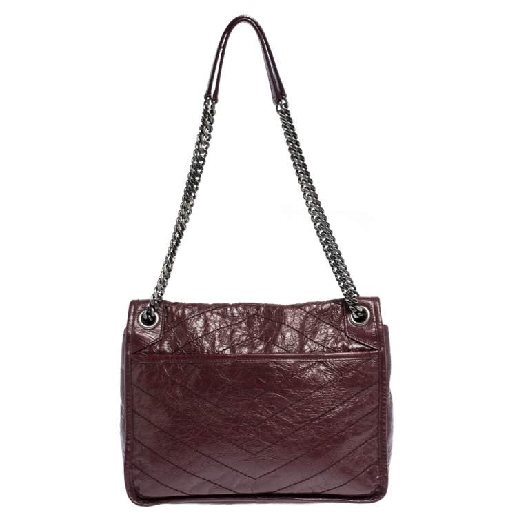 Pre Owned Saint Laurent Burgundy Aged Leather Medium Niki Shoulder Bag
