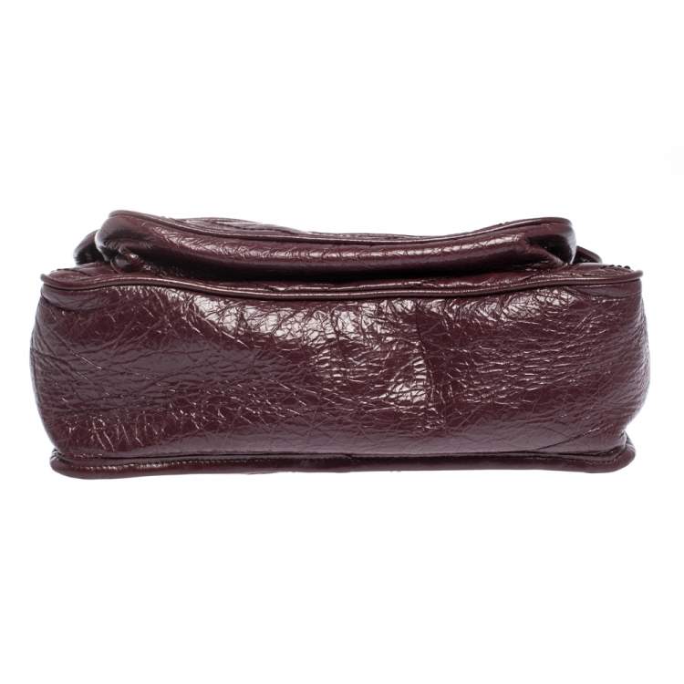 Pre Owned Saint Laurent Burgundy Aged Leather Medium Niki Shoulder Bag