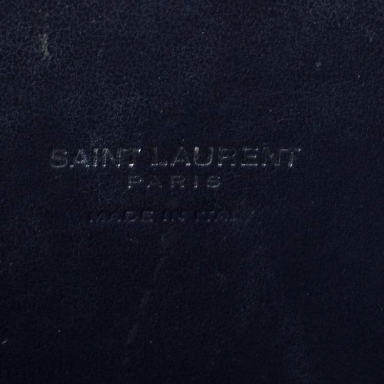 Pre Owned Saint Laurent Navy Blue Croc Embossed Leather Nano Classic Sac De Jour Tote