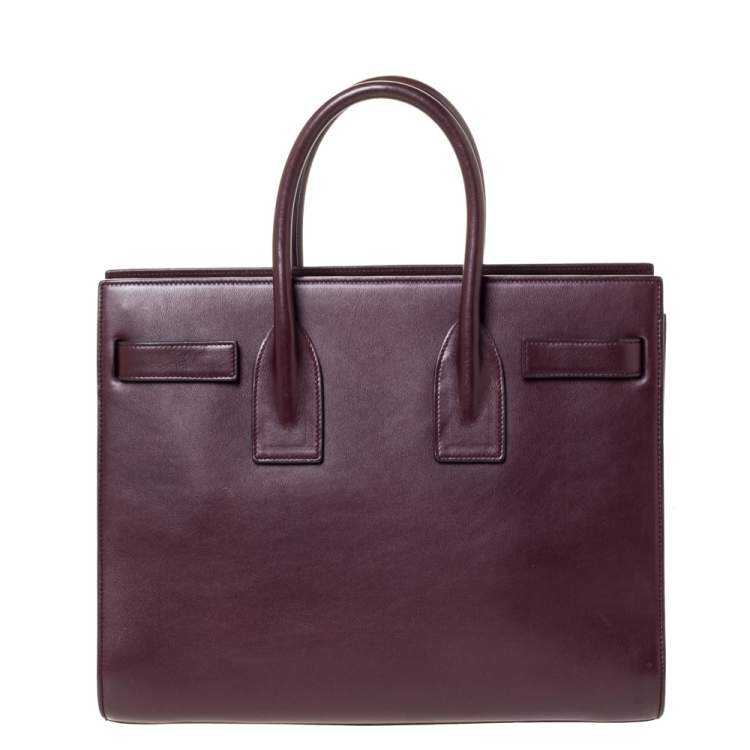 Pre Owned Saint Laurent Burgundy Leather Small Classic Sac De Jour Tote