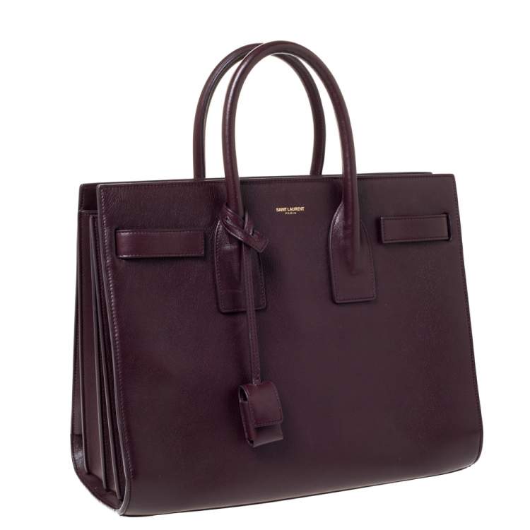 Pre Owned Saint Laurent Burgundy Leather Small Classic Sac De Jour Tote