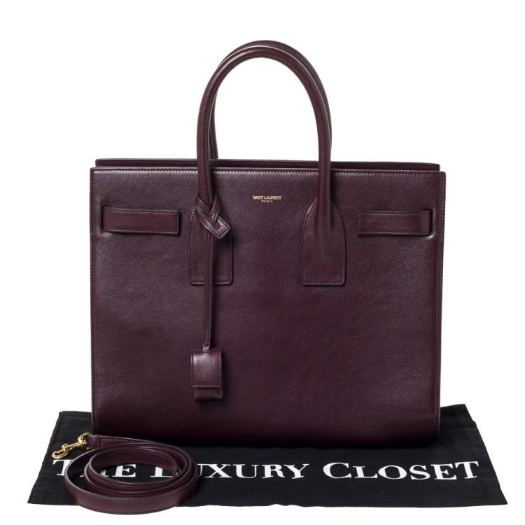 Pre Owned Saint Laurent Burgundy Leather Small Classic Sac De Jour Tote