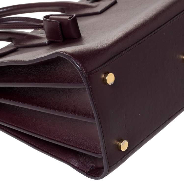 Pre Owned Saint Laurent Burgundy Leather Small Classic Sac De Jour Tote