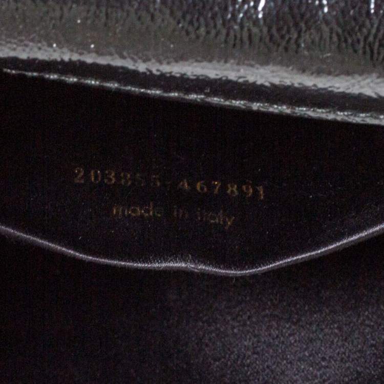 Pre Owned Saint Laurent Dark Grey Patent Leather Belle De Jour Flap Clutch