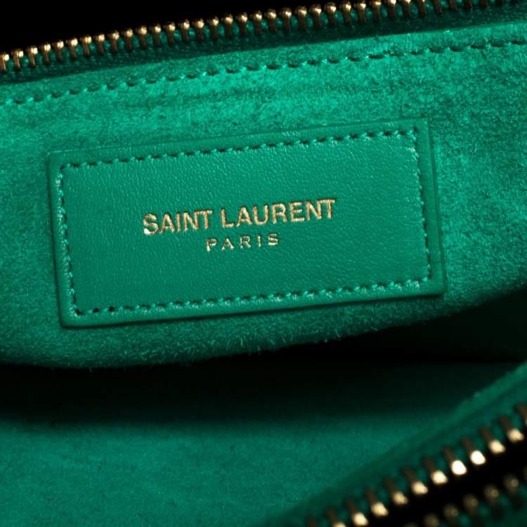 Pre Owned Saint Laurent Green Leather Small Classic Sac De Jour Tote