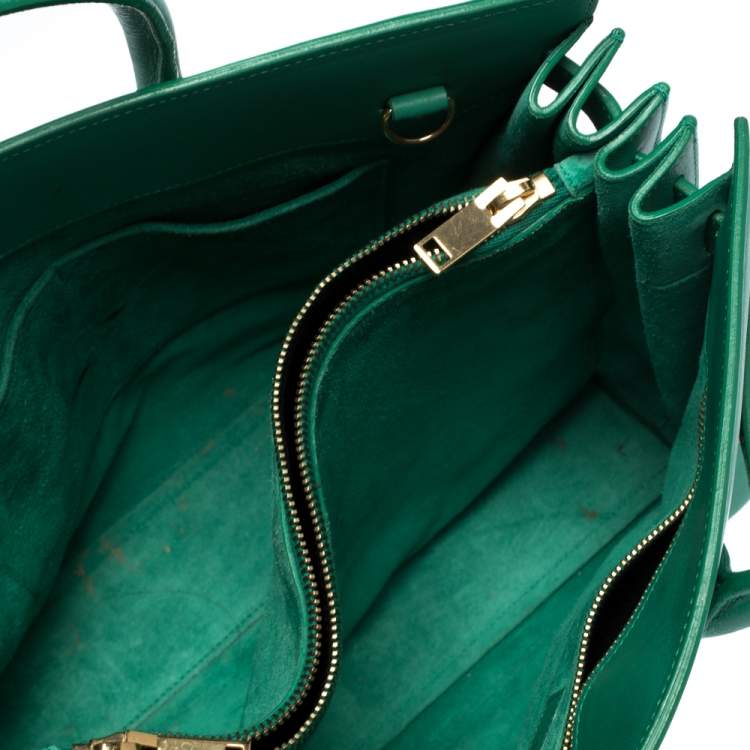 Pre Owned Saint Laurent Green Leather Small Classic Sac De Jour Tote