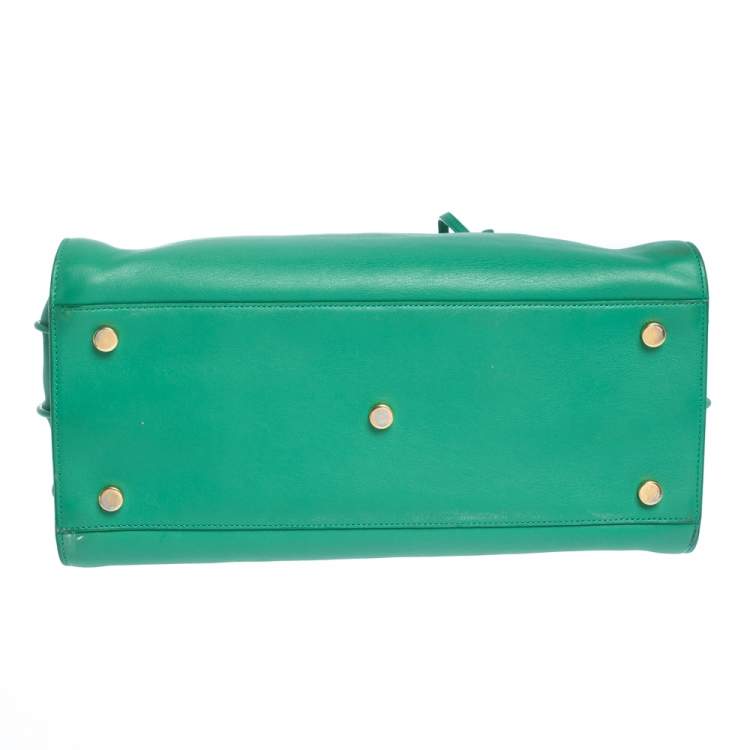 Pre Owned Saint Laurent Green Leather Small Classic Sac De Jour Tote