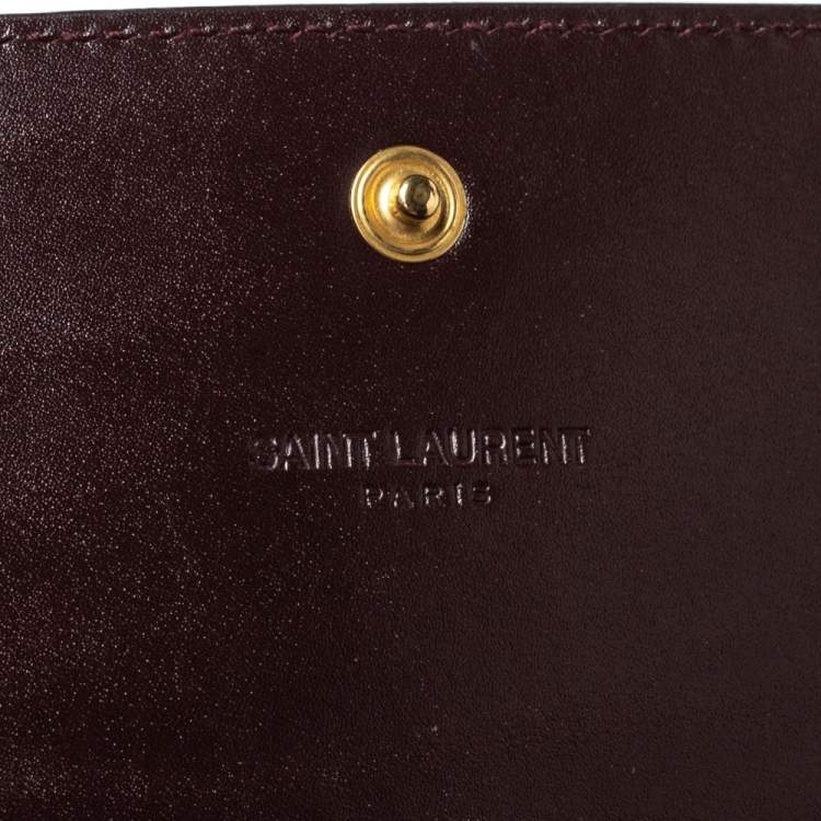 Pre Owned Saint Laurent Burgundy Leather Marquage Continental Flap Wallet