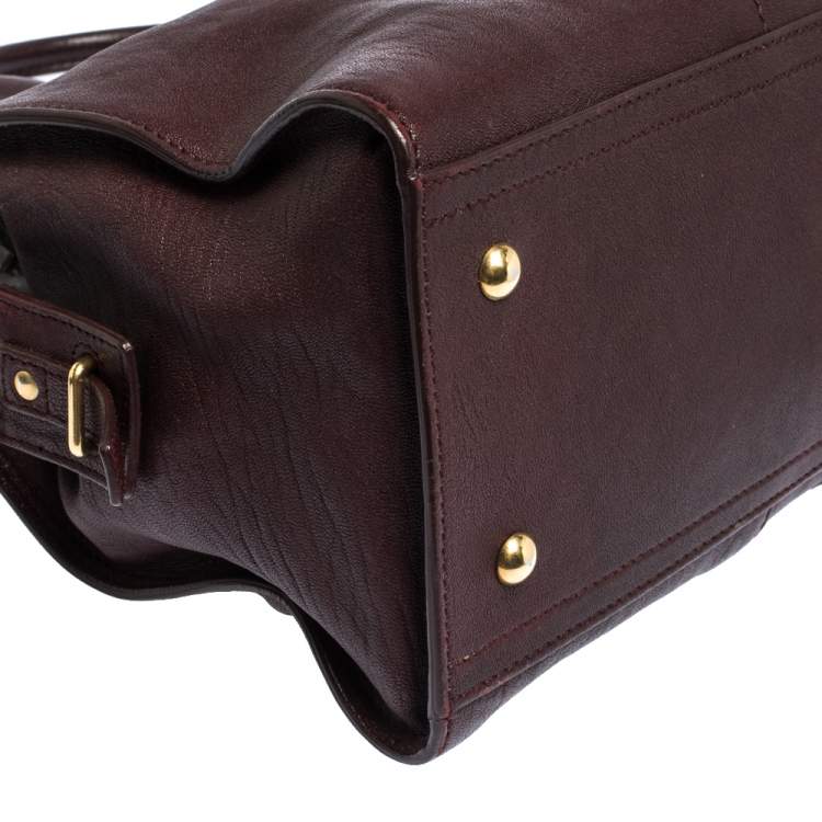Pre Owned Saint Laurent Paris Burgundy Leather Small Cabas Chyc Tote