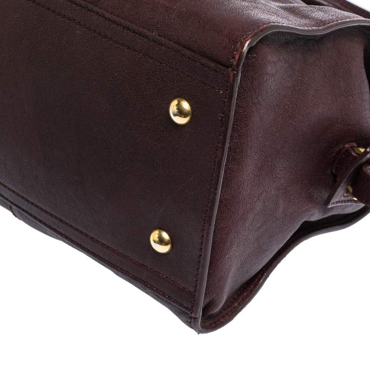 Pre Owned Saint Laurent Paris Burgundy Leather Small Cabas Chyc Tote