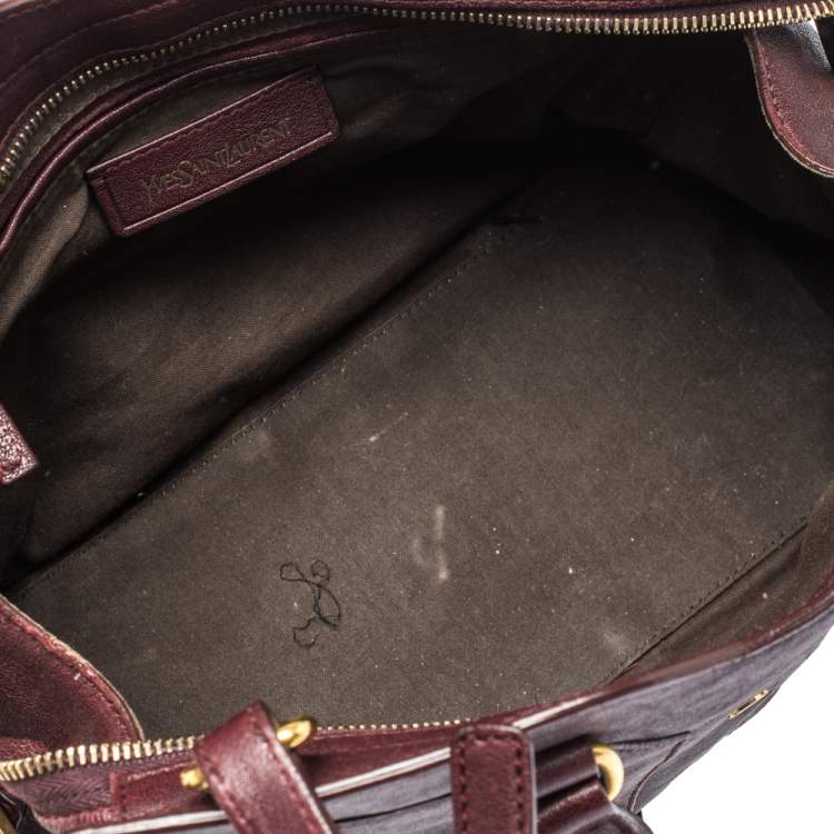 Pre Owned Saint Laurent Paris Burgundy Leather Small Cabas Chyc Tote