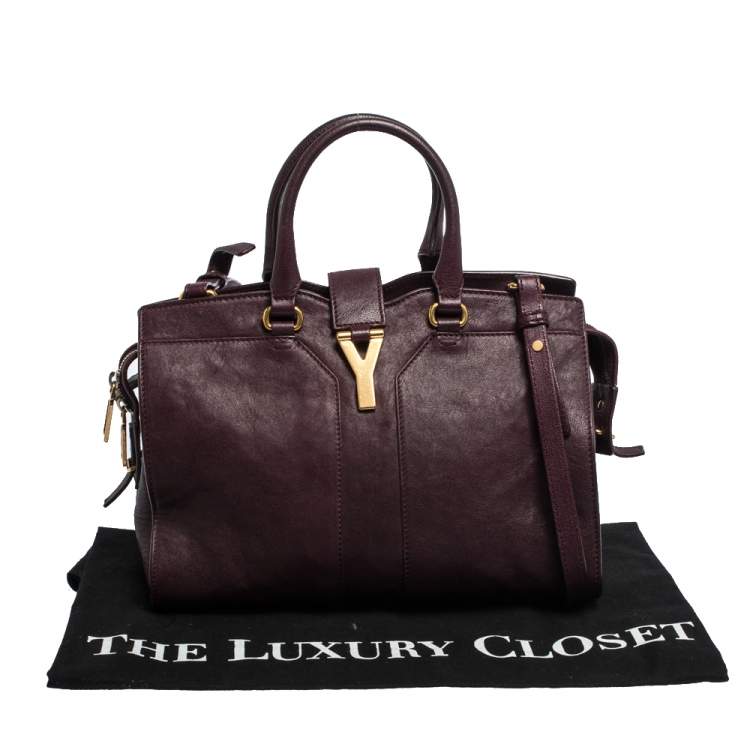 Pre Owned Saint Laurent Paris Burgundy Leather Small Cabas Chyc Tote