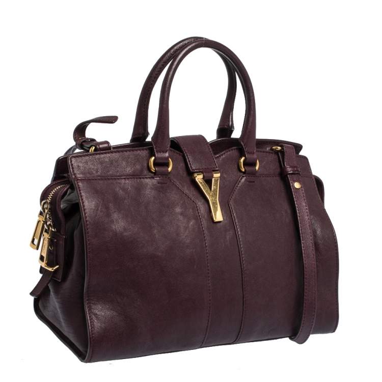 Pre Owned Saint Laurent Paris Burgundy Leather Small Cabas Chyc Tote