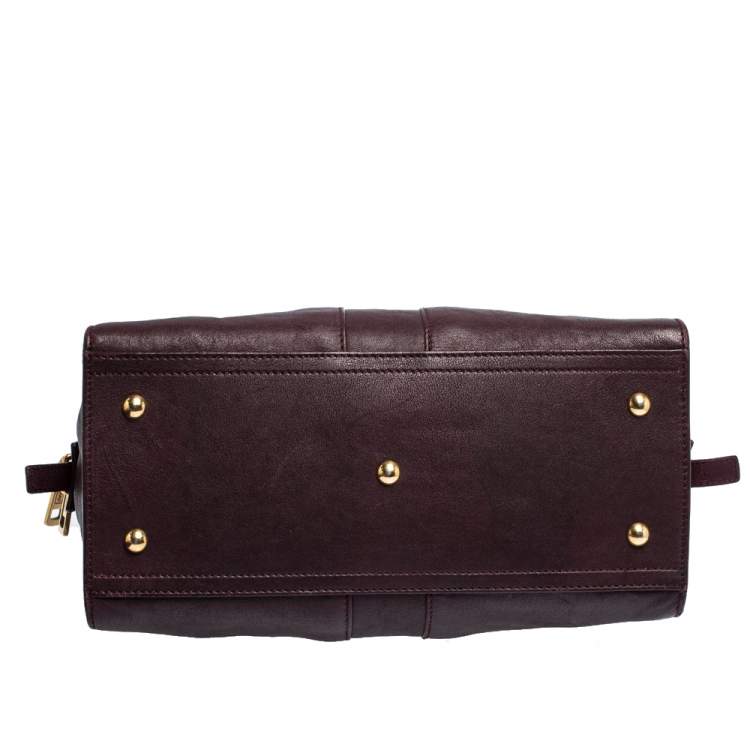 Pre Owned Saint Laurent Paris Burgundy Leather Small Cabas Chyc Tote