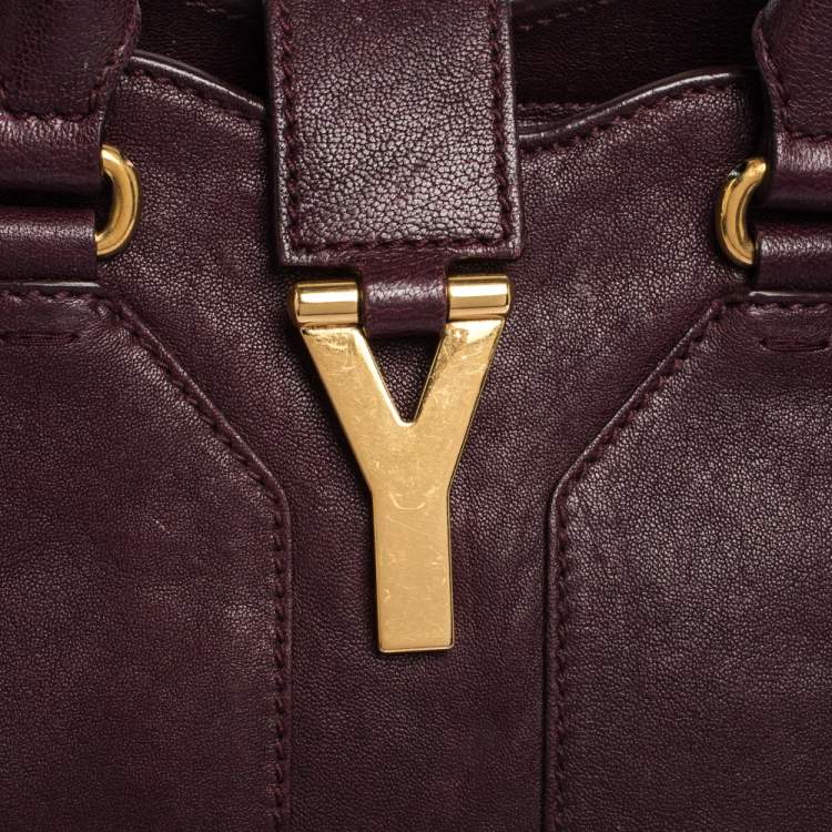 Pre Owned Saint Laurent Paris Burgundy Leather Small Cabas Chyc Tote