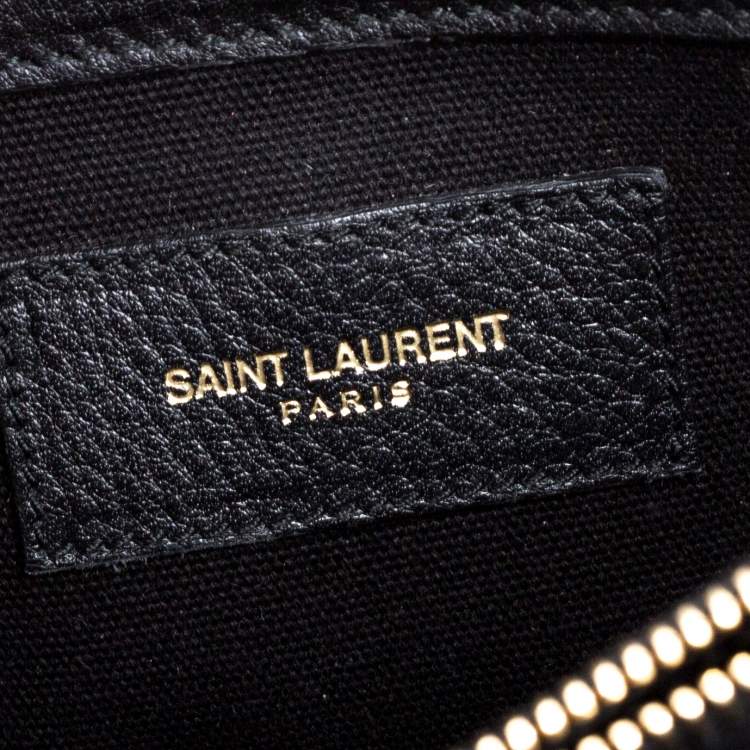 Pre Owned Saint Laurent Black Leather and Fabric Small Muse Two Bag