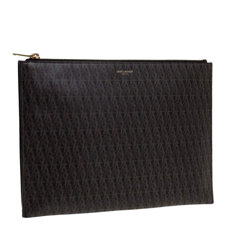Pre Owned Saint Laurent Coated Canvas Trousse de Toilete Pouch