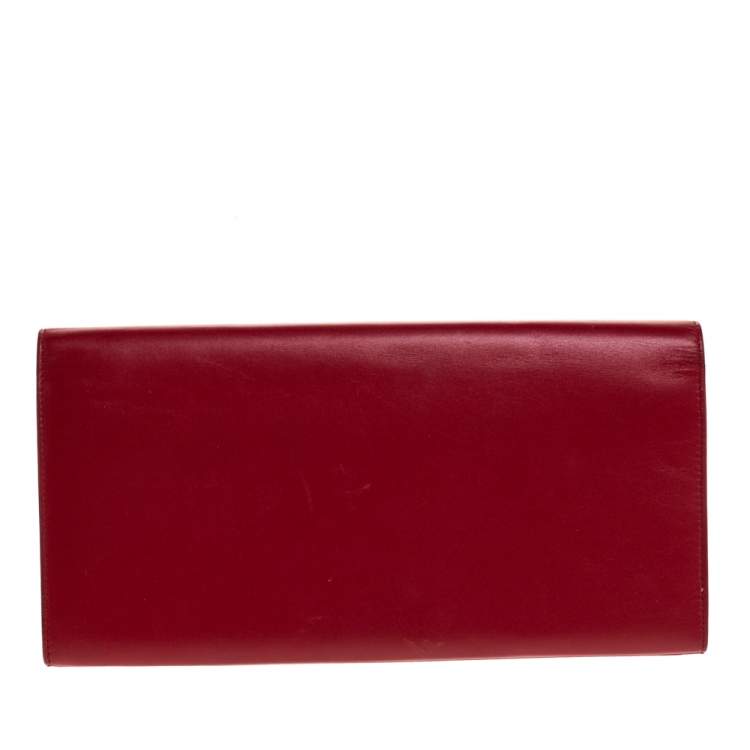 Pre Owned Saint Laurent Red Leather Kate Tassel Clutch