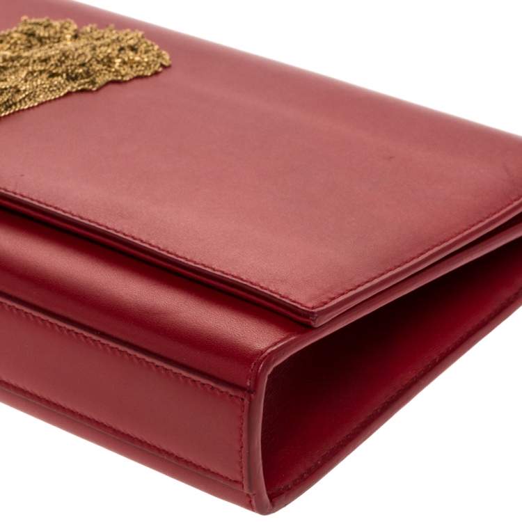 Pre Owned Saint Laurent Red Leather Kate Tassel Clutch