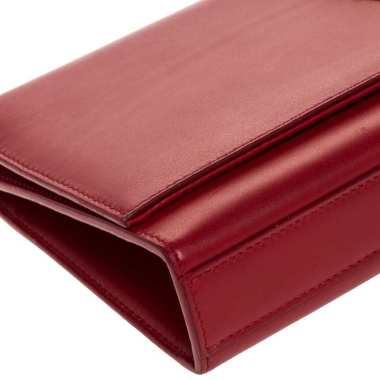 Pre Owned Saint Laurent Red Leather Kate Tassel Clutch