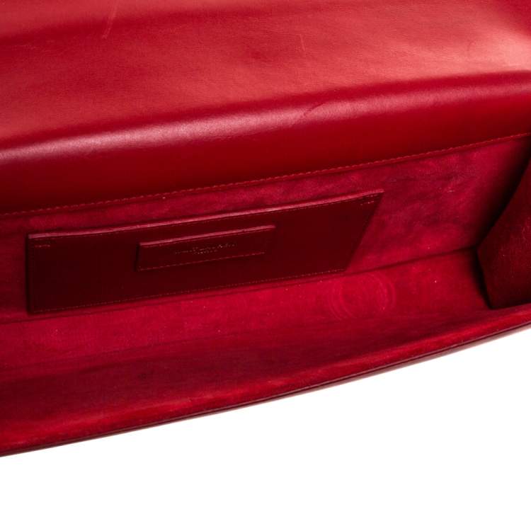 Pre Owned Saint Laurent Red Leather Kate Tassel Clutch