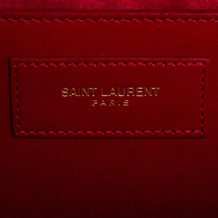Pre Owned Saint Laurent Red Leather Kate Tassel Clutch