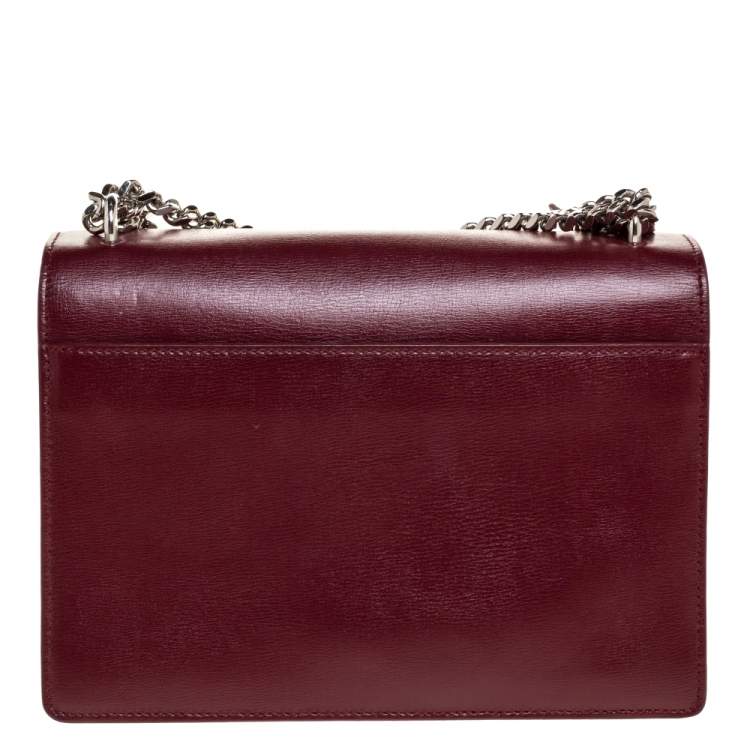 Pre Owned Saint Laurent Wine Red Leather Medium Sunset Shoulder Bag