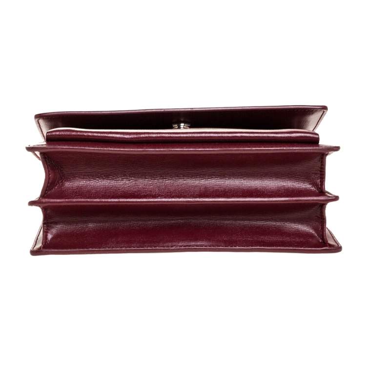 Pre Owned Saint Laurent Wine Red Leather Medium Sunset Shoulder Bag