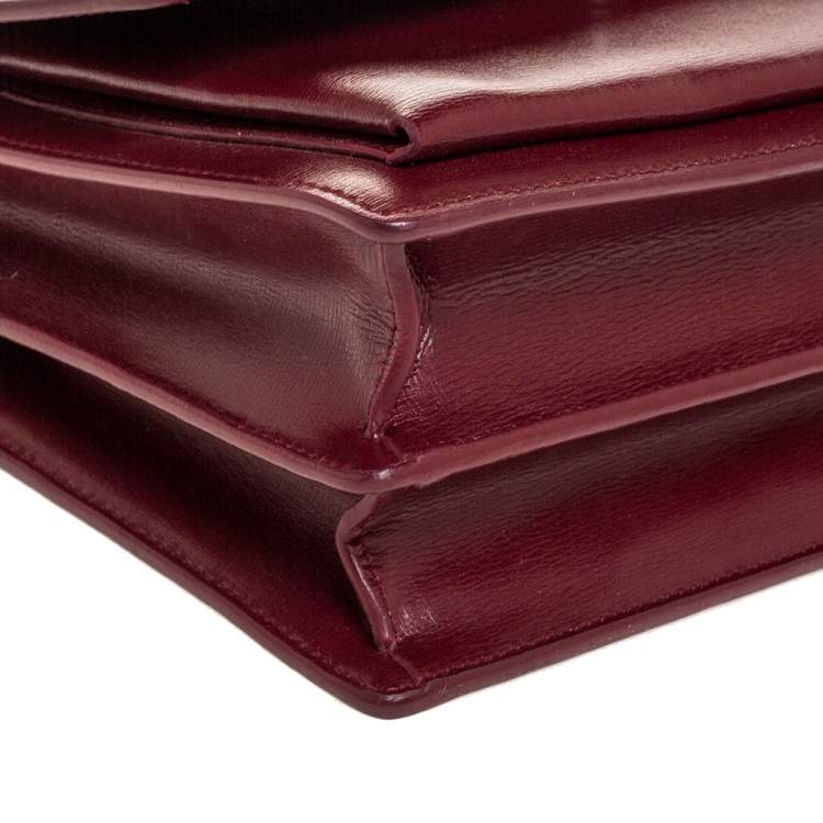 Pre Owned Saint Laurent Wine Red Leather Medium Sunset Shoulder Bag