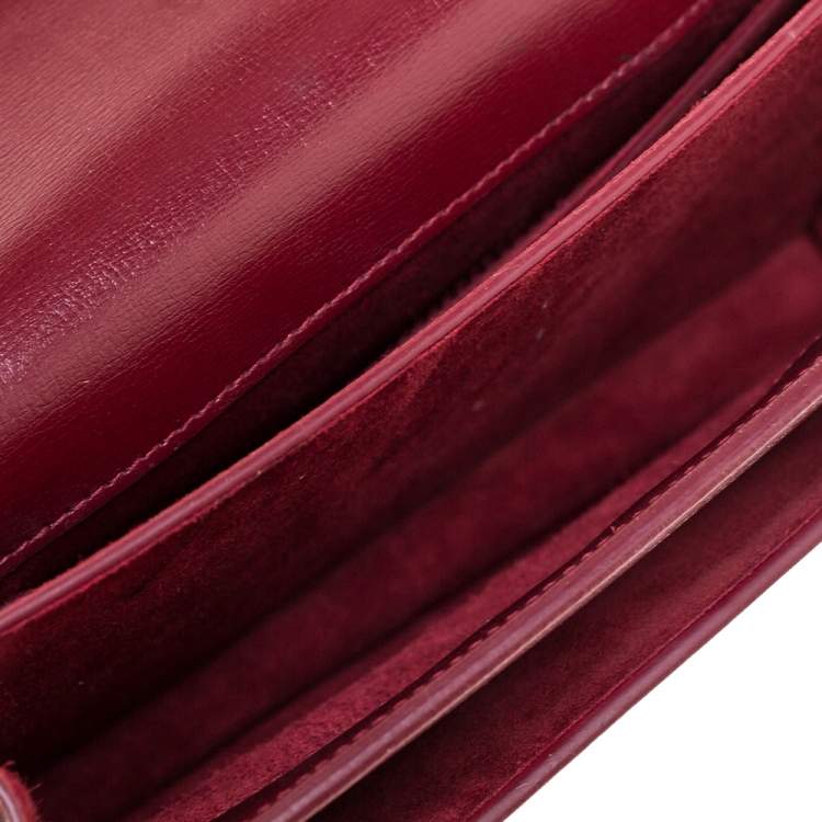 Pre Owned Saint Laurent Wine Red Leather Medium Sunset Shoulder Bag
