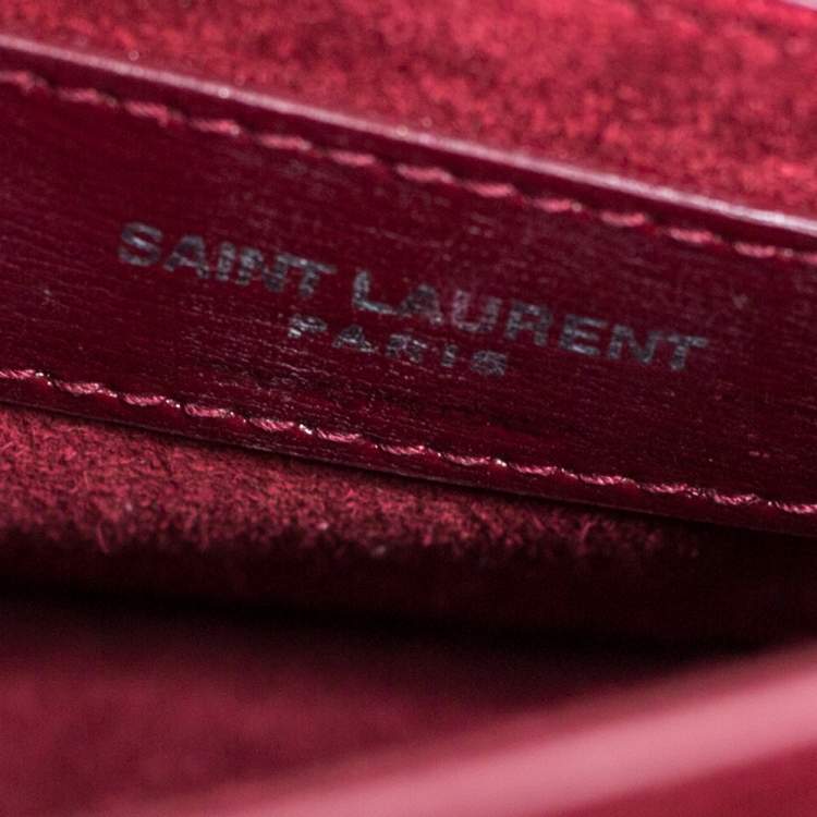 Pre Owned Saint Laurent Wine Red Leather Medium Sunset Shoulder Bag