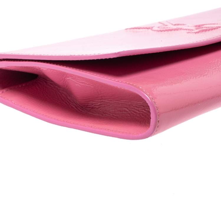 Pre Owned Yves Saint Laurent Pink Patent Leather Belle De Jour Flap Clutch