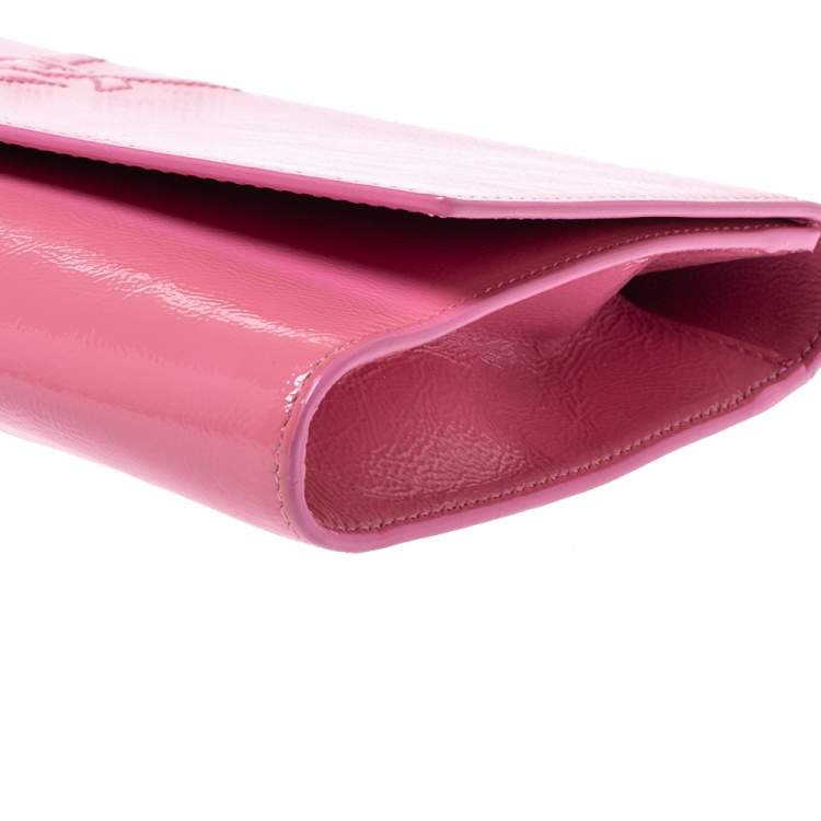 Pre Owned Yves Saint Laurent Pink Patent Leather Belle De Jour Flap Clutch