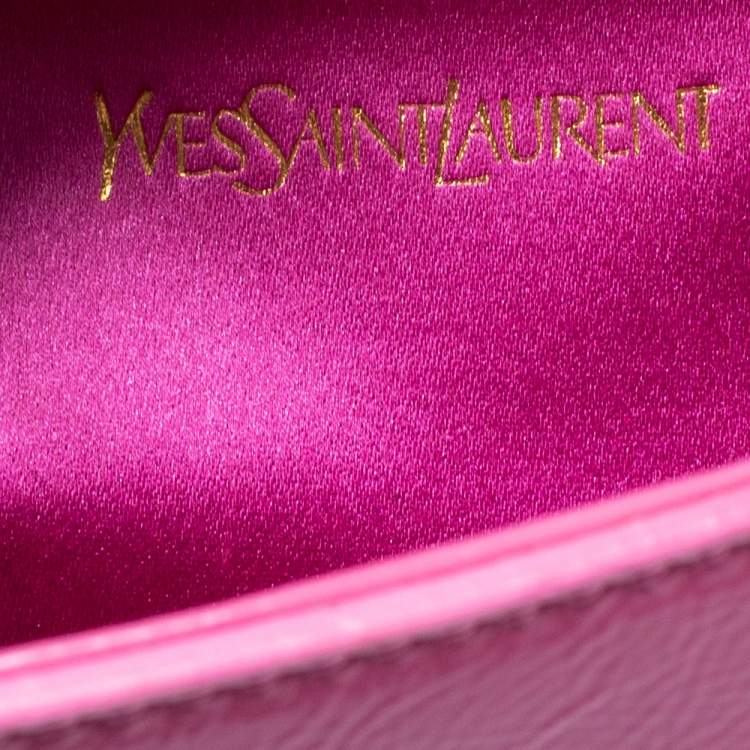 Pre Owned Yves Saint Laurent Pink Patent Leather Belle De Jour Flap Clutch