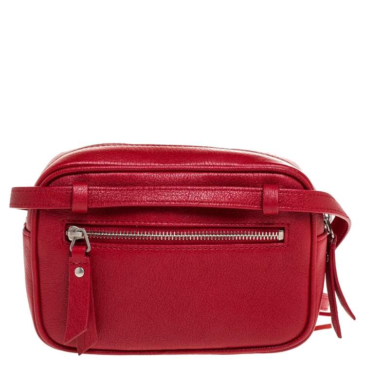 Pre Owned Saint Laurent Paris Red Leather Lou Belt Bag