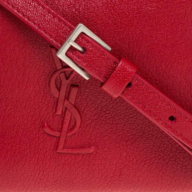 Pre Owned Saint Laurent Paris Red Leather Lou Belt Bag