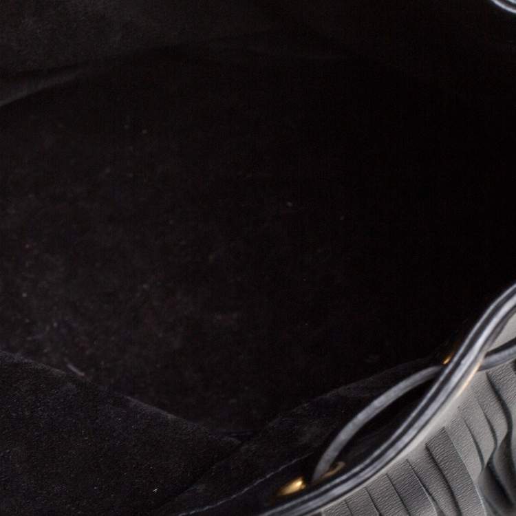 Pre Owned Saint Laurent Black Leather Small Emmanuelle Fringed Bucket Bag