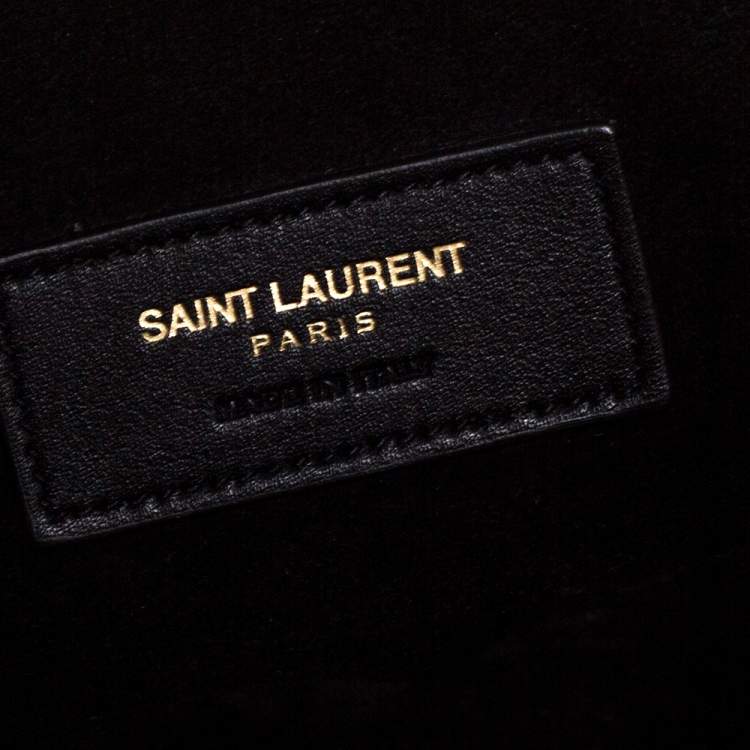 Pre Owned Saint Laurent Black Leather Small Emmanuelle Fringed Bucket Bag