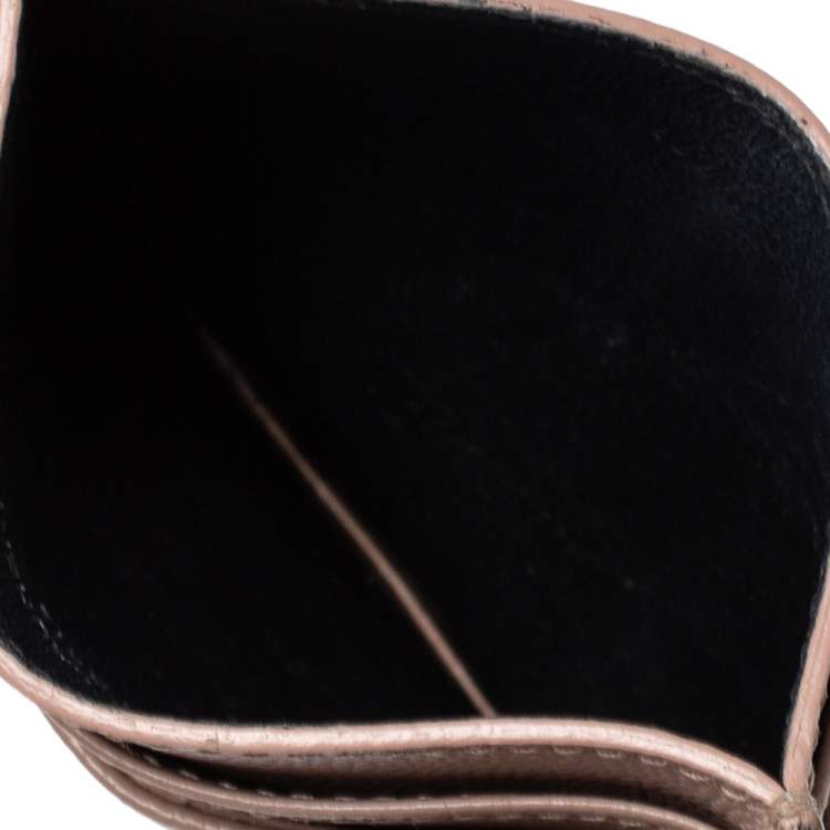 Pre Owned Saint Laurent Beige Matelasse Leather Monogram Card Holder