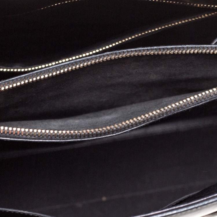 Pre Owned Saint Laurent Burgundy/Black Leather Small Classic Sac De Jour Tote