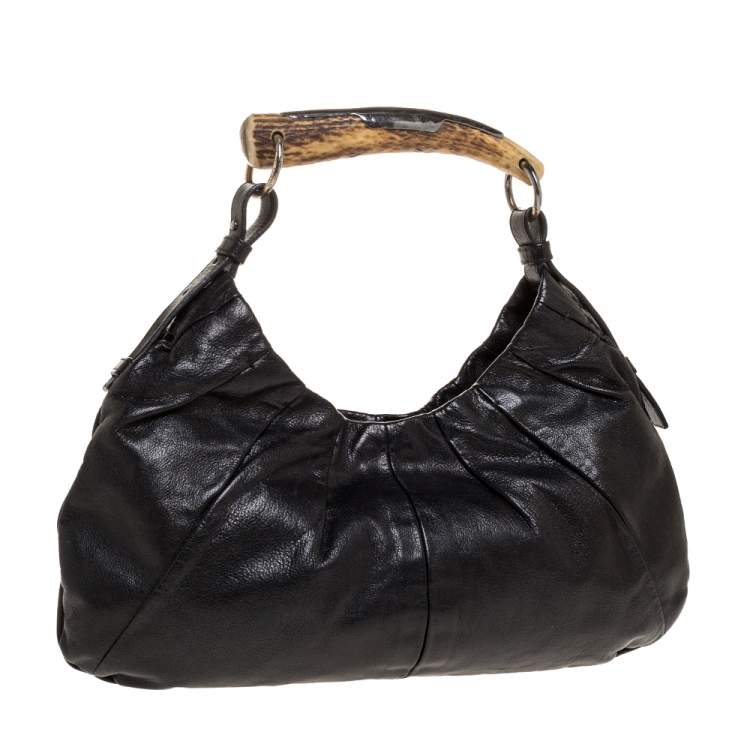 Pre Owned Saint Laurent Black Leather Mombasa Hobo