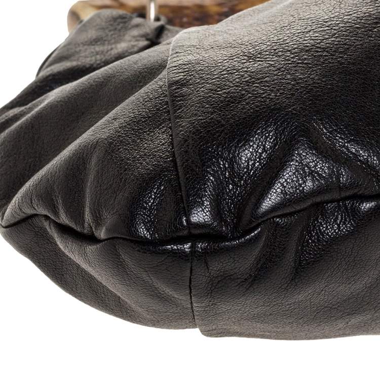 Pre Owned Saint Laurent Black Leather Mombasa Hobo