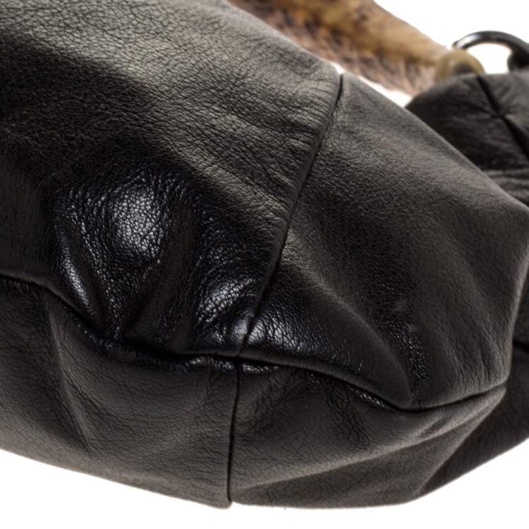Pre Owned Saint Laurent Black Leather Mombasa Hobo