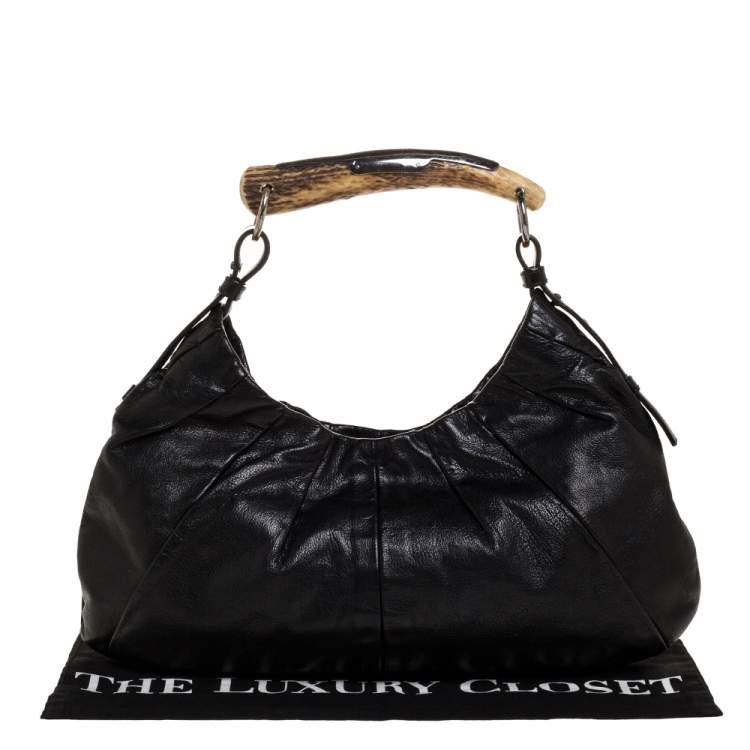 Pre Owned Saint Laurent Black Leather Mombasa Hobo