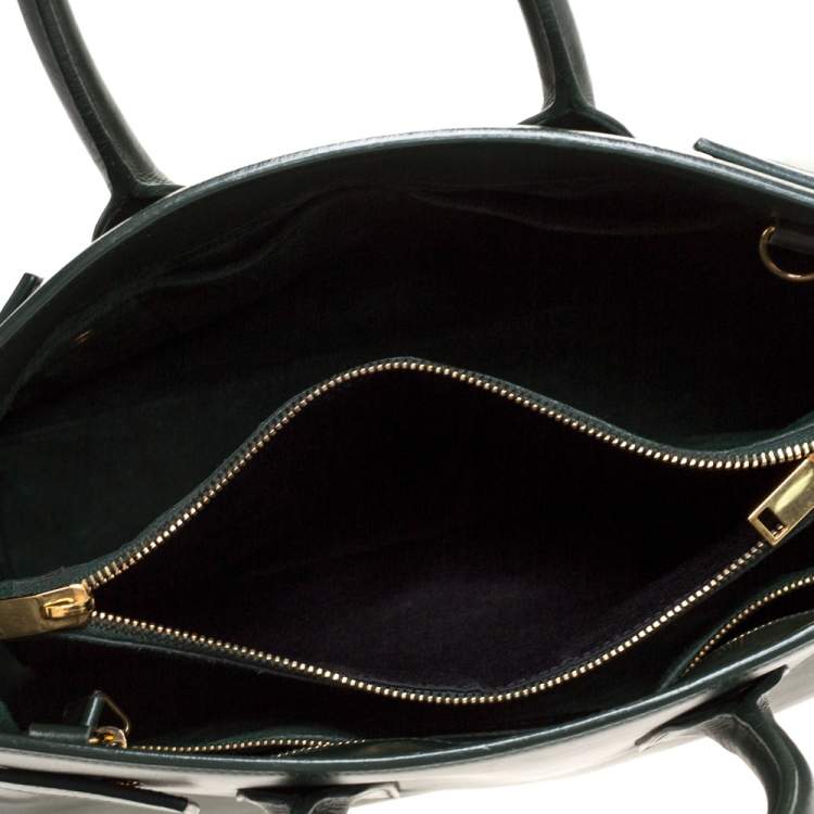 Pre Owned Saint Laurent Dark Green Leather Small Classic Sac De Jour Tote