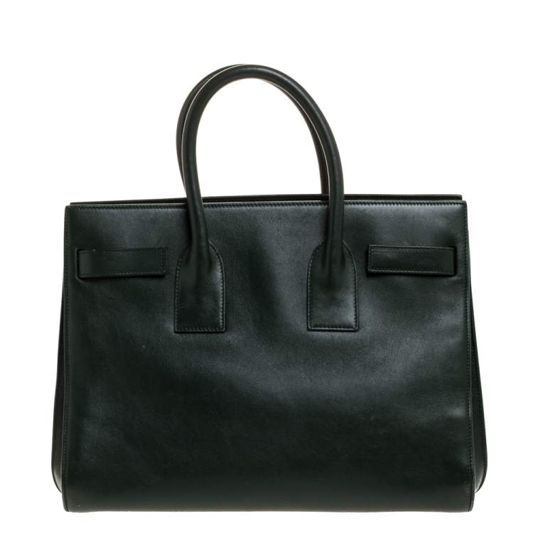 Pre Owned Saint Laurent Dark Green Leather Small Classic Sac De Jour Tote